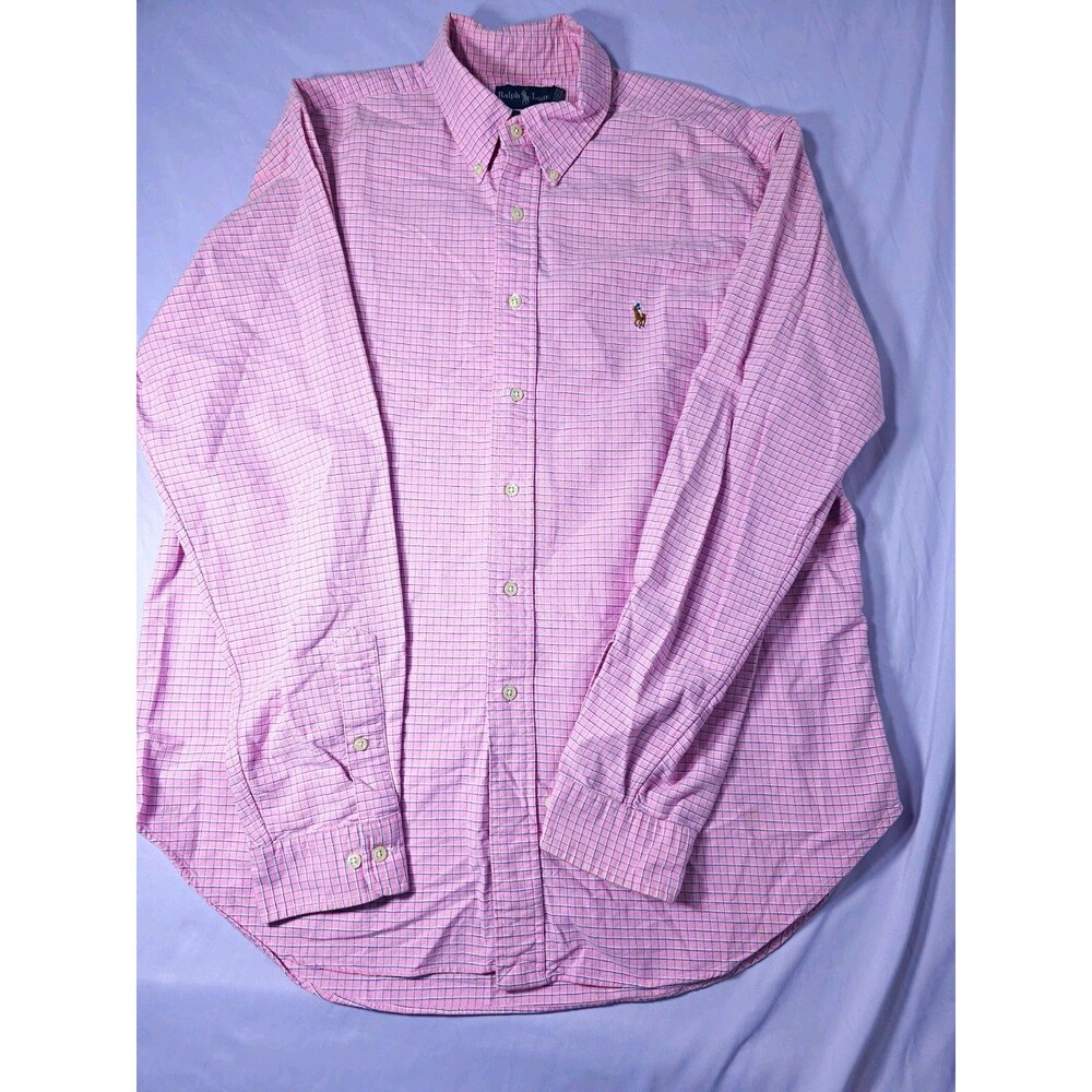 Ralph Lauren Classic Fit Pink/Blue Check Cotton Button-Down Shirt XL